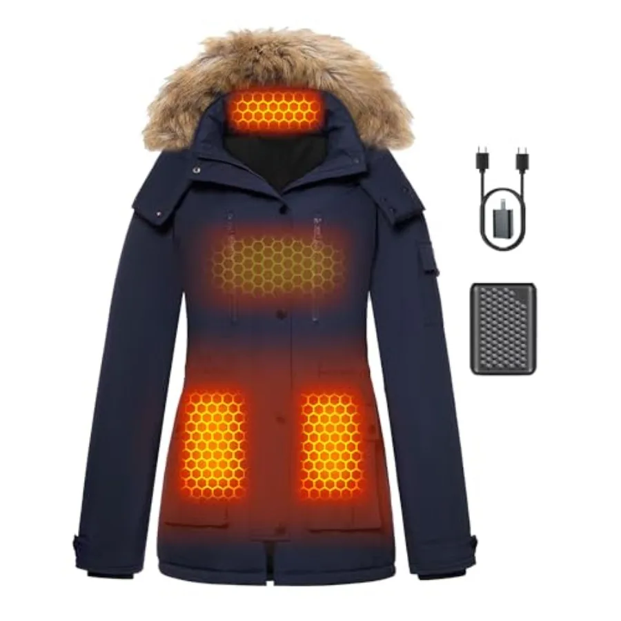 

Graphene Heated Jacket for Women with Capacity Battery Pack Waterproof Windproof