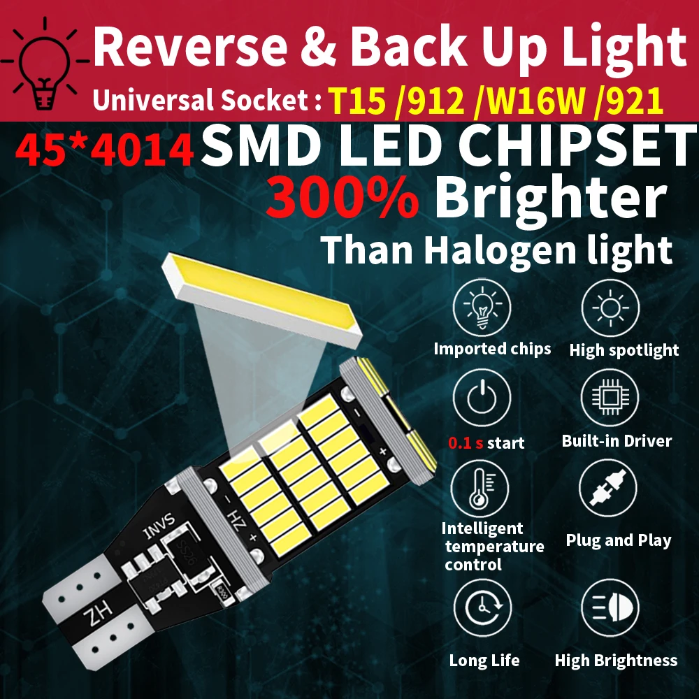 2pcs T15 W16W 912 921 Lampu Mu - Led Tail Light Bulb Canbus ulasan dan harga