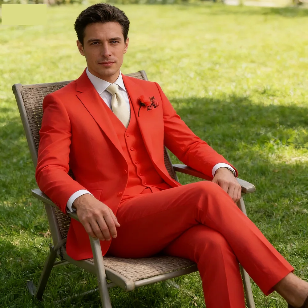 

Light Pink Wedding Men's Suit 3-Piece Slim Fit Formal Business Notch Lapel Blazer Tuxedo Groomsmen Set with Jacket Vest Pant