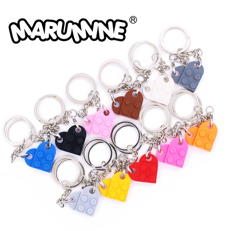 

Marumine MOC Plate Modified Brick Love Blocks Key Ring 5 Pieces Compatible with 3176 Build Model Car Accessories DIY Keychain