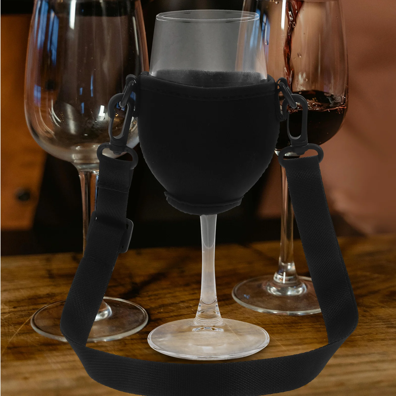 

4 pcs Wine Glass Holder Sleeve Neoprene Insulated Drink Cup Lanyard Necklace For Festival Outdoor Events Compact Lightweight