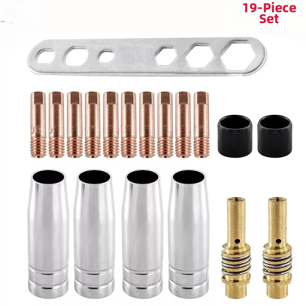 

19pcs Welding Nozzles With M6-0.8mm Contact Tips Gas Nozzles Accessories For MIG Welding MB15AK Welding Tool Contact Nozzle Kit