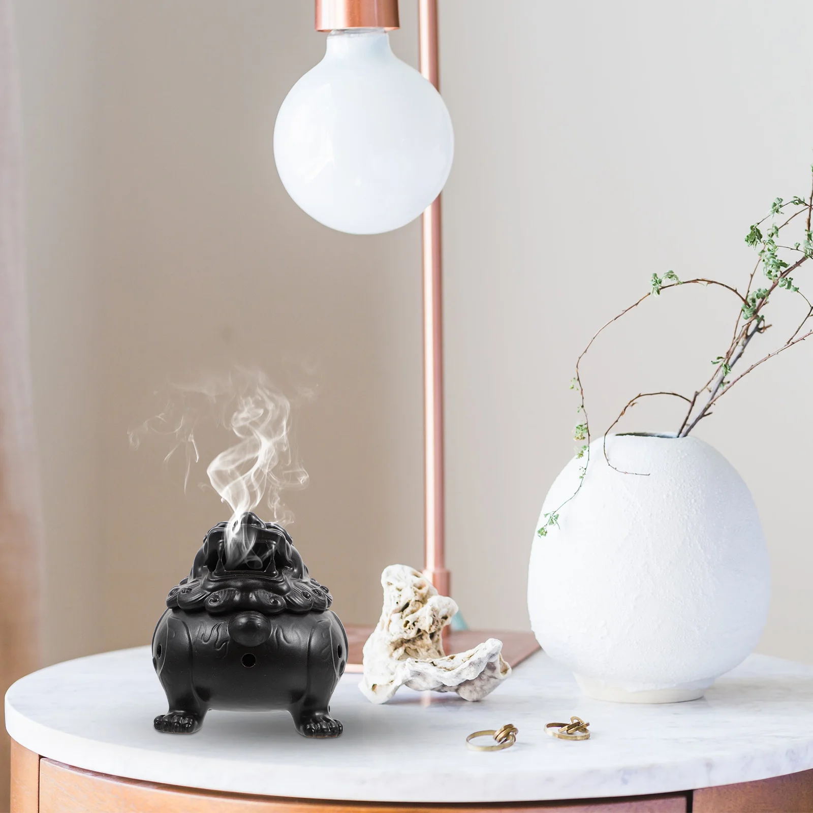 

1Pcs Ceramic Incense Burner Black Home Aromatherapy Decoration for Living Room Bedroom Office Meditation Yoga Space Artistic