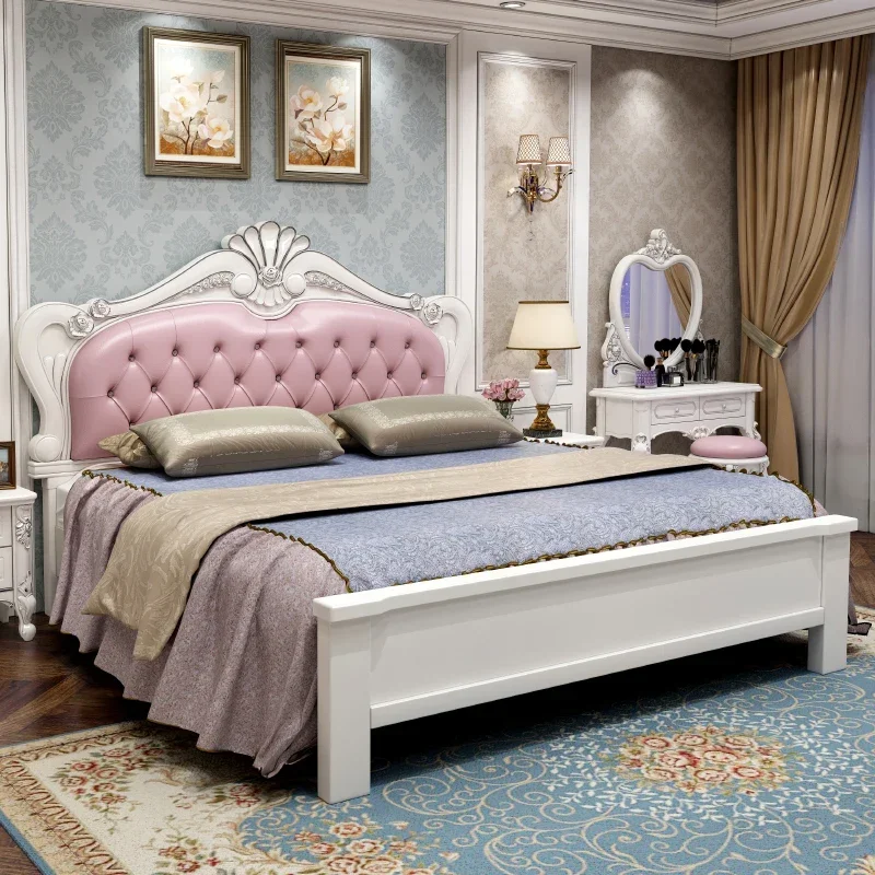 European bed double bed, master bedroom princess bed