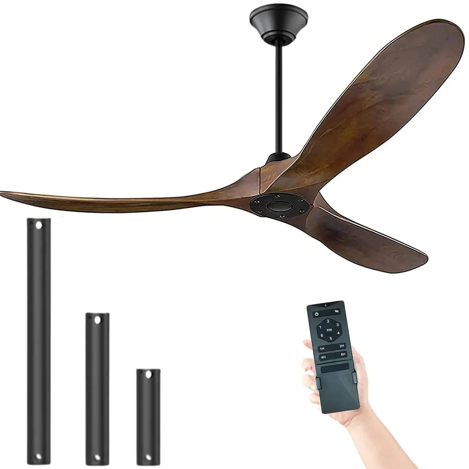 

Modern Ceiling Fan No Light 52"Ceiling Fans Retro Wood Ceiling Fans, 3 Balsa Wood Blades, DC Motor, for Restaurant Living Room