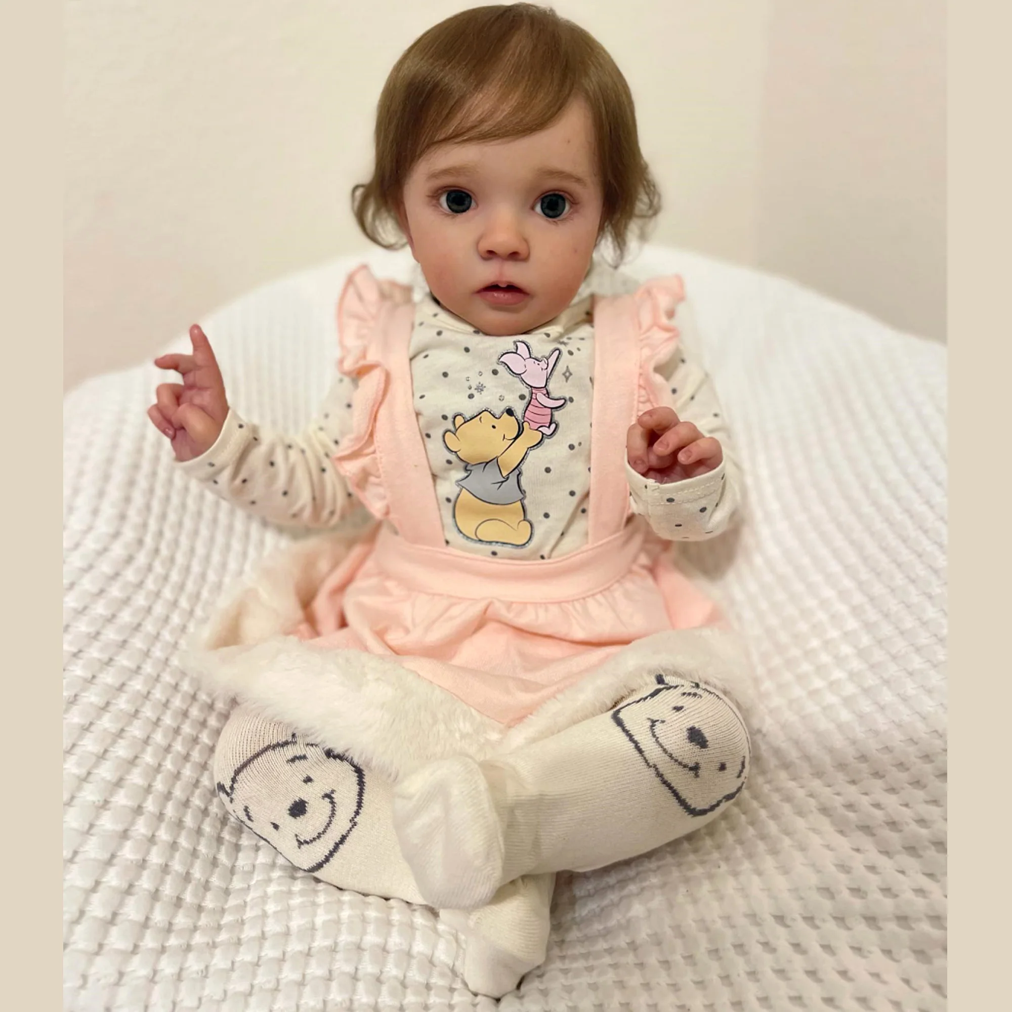 

Pretty Missy Bebe Reborn Dolls 23-24" Handmade Painted Reborn Baby Dolls With Rooted Hair Muñecas Para Niñas