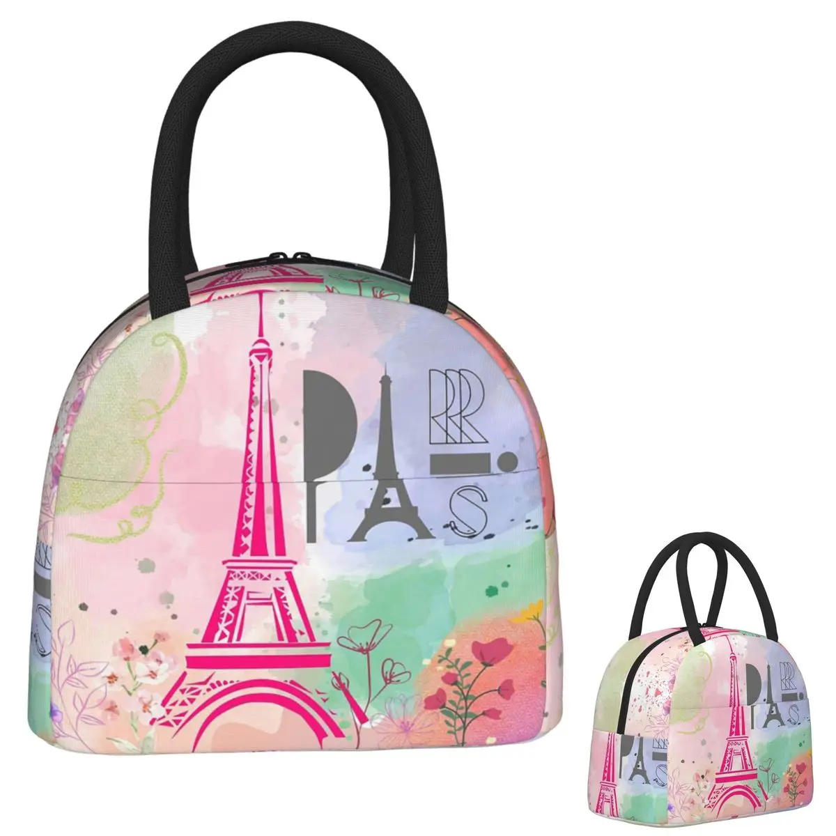 

Eiffel Tower Insulated Lunch Bag for Women Kids Portable Food Boxes Thermal Lunch Box Tote