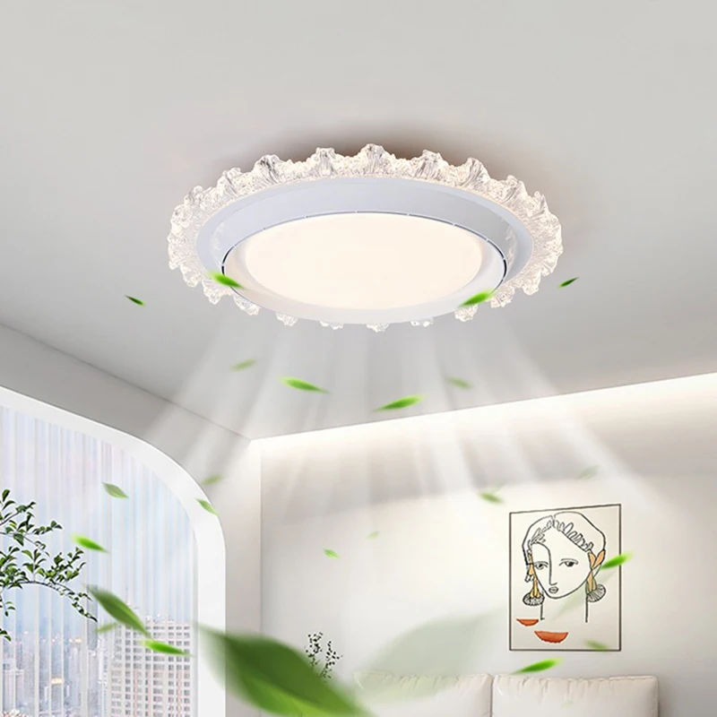 Living Room Electric Ceiling Fans Without Blades Circulator Wireless Fan Lamp Simple Design Indoor Lighting Luces Queda LLCF