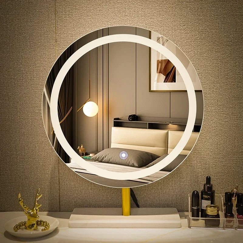 

Light Makeup Mirror Bedroom Creative Aesthetic Round Bathroom Stand Decotations Espelho Grande Para Quarto Unique Decoration