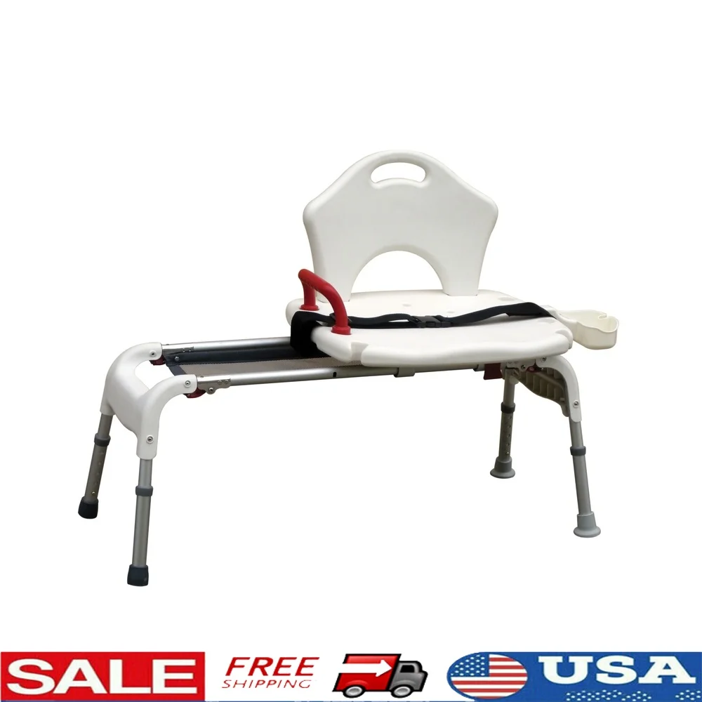 

Folding Sliding Transfer Bench Bathtub Shower Easy Entry Adjustable Seat Belt Soap Dish Safety Net Portable Storage