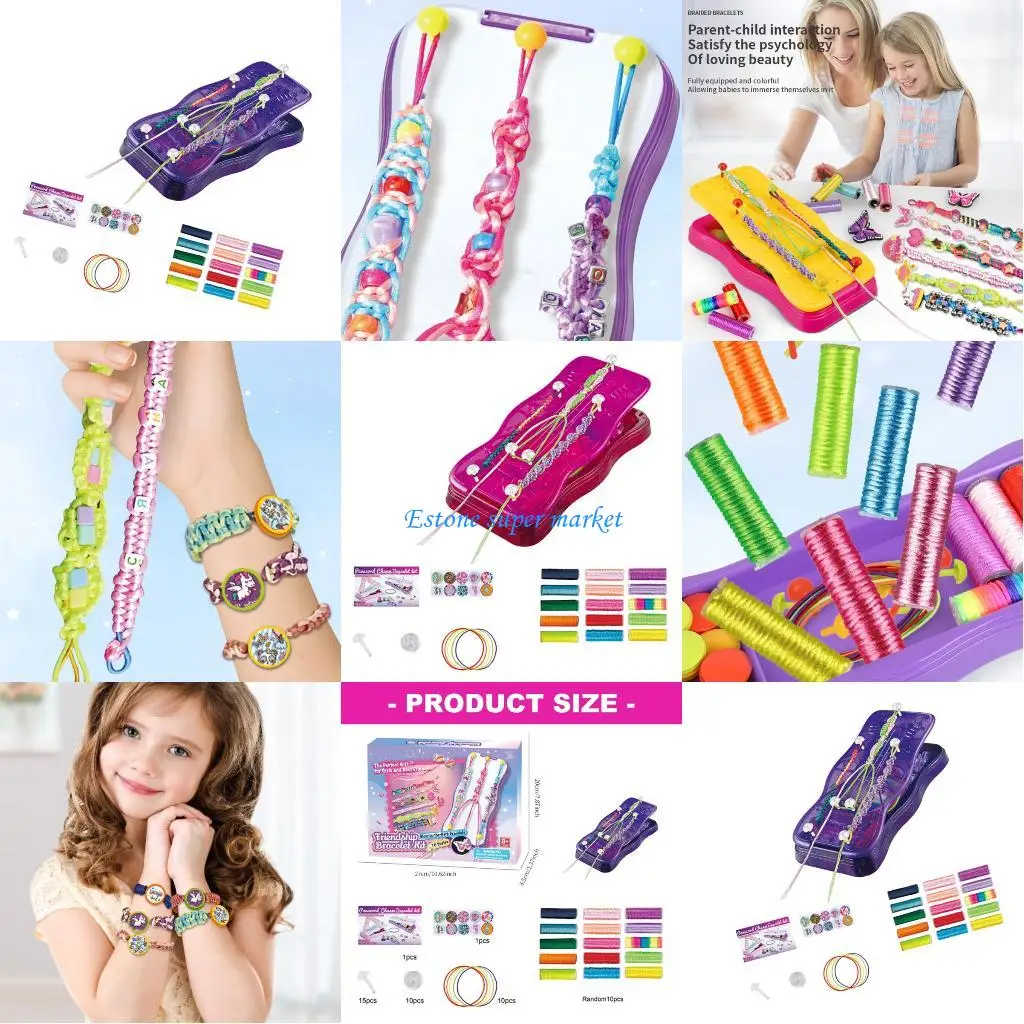 

090B Educational Braiding Weaving Craft Bracelet Activity Set for Girl Develops Motor Skill Friendship Jewelry Making Kits