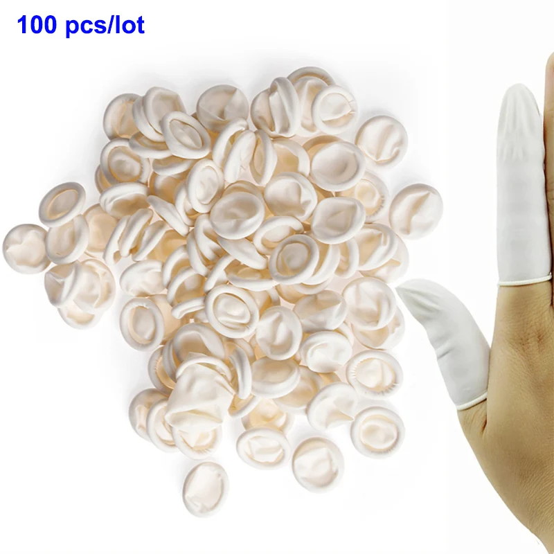 Adomaner Eyebrow Extension Gloves Practical Disposable Anti Static Rubber Latex Finger Cots Off Eyelash Extension Beauty Tools