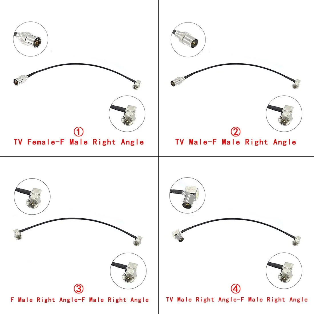 F Male Right Angle to TV/F Female Male Straight RA Pigtail Cable RG174 20cm for Wifi  Wireless Modem WIFI Antenna New