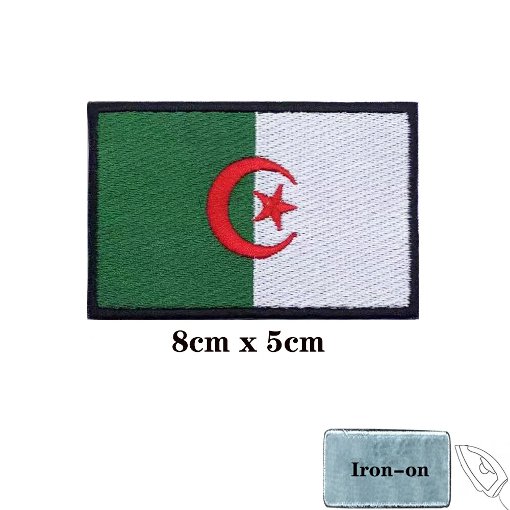 Algerian flag Algeria Patches Armband Embroidered Patch Hook Loop Iron On Embroidery  Badge Military Stripe