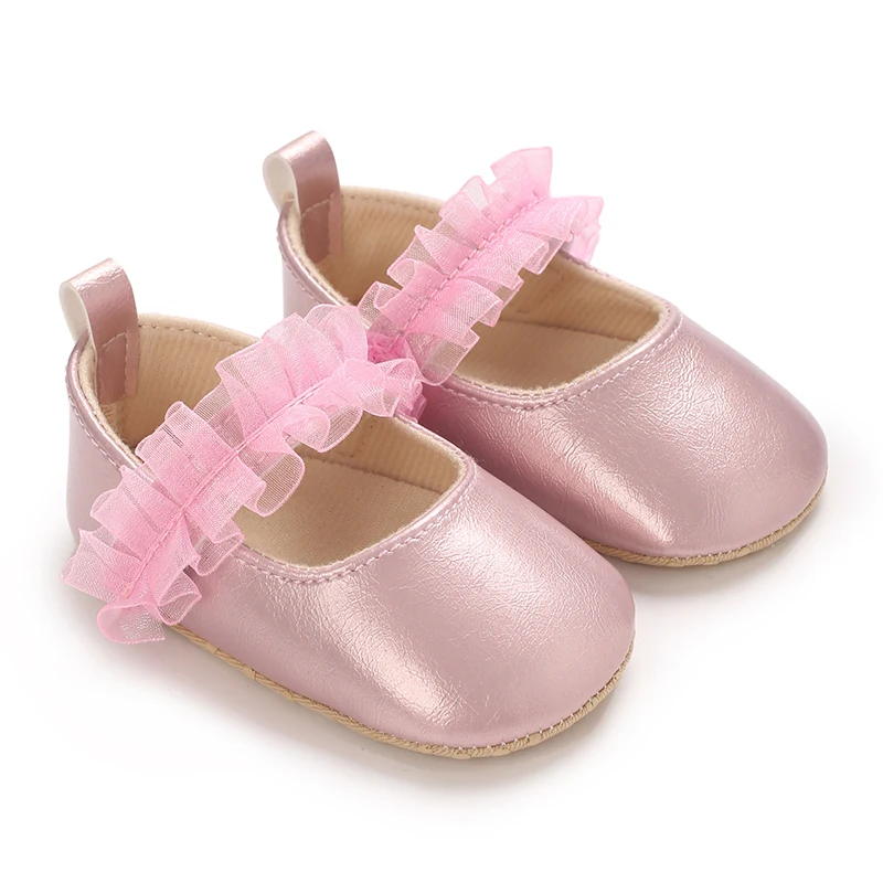 Nieuwe Effen Kleur Baptist Schoenen Lente Baby Schoenen Pu Lederen Pasgeboren Meisjes Schoenen Eerste Wandelaars Prinses Strik Baby Prewalker