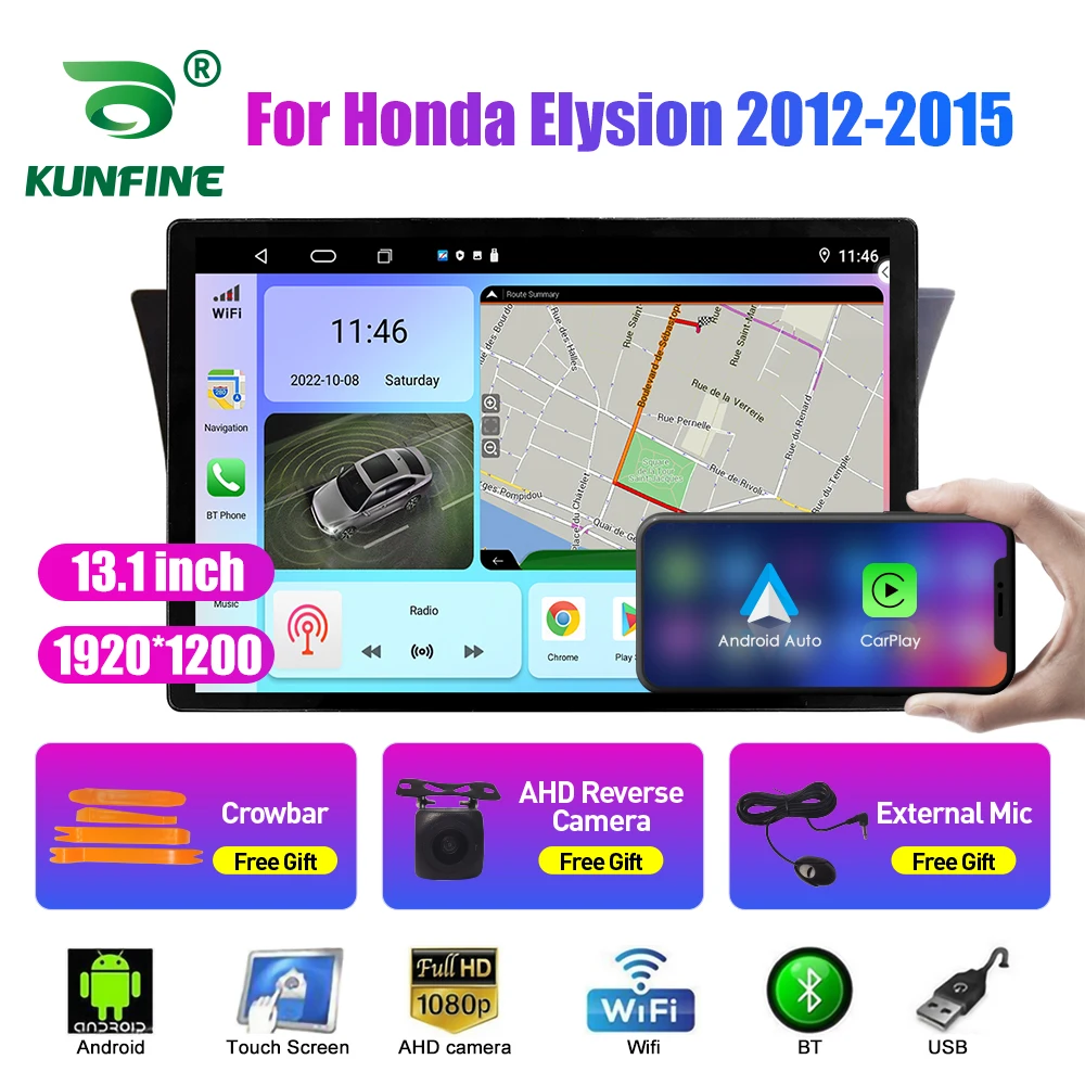 

13,1-дюймовый автомобильный радиоприемник для Honda Elysion 2012-2015, автомобильный DVD, GPS-навигатор, стерео Carplay, 2 Din, центральный мультимедийный Android Auto