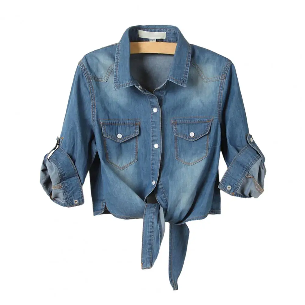 

Spring Autumn Jean Jacket for Women Korean Fashion Denim Coats Elegant Sexy Long Sleeved Tops Retro Cardigan for Female Clothing