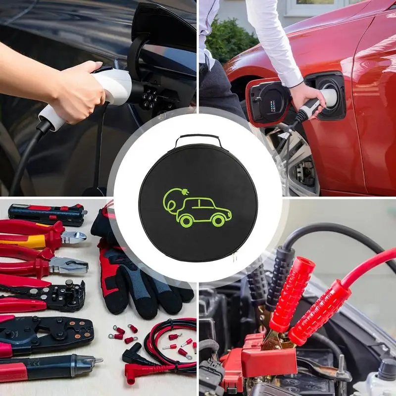 Car Charging Cable Storage Bag Electric Vehicles Storage & Organizer For Cable Cords Hoses Fire Retardant EV Charging Cable Bags