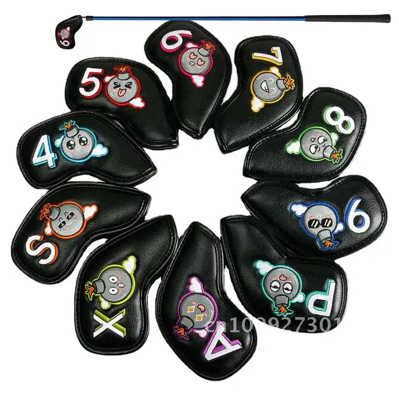 

10Pcs/Set Golf Iron Headcover PU Golf Waterproof Protector Cover Set Golfs Putter Golf Cover Headcover Embroidery