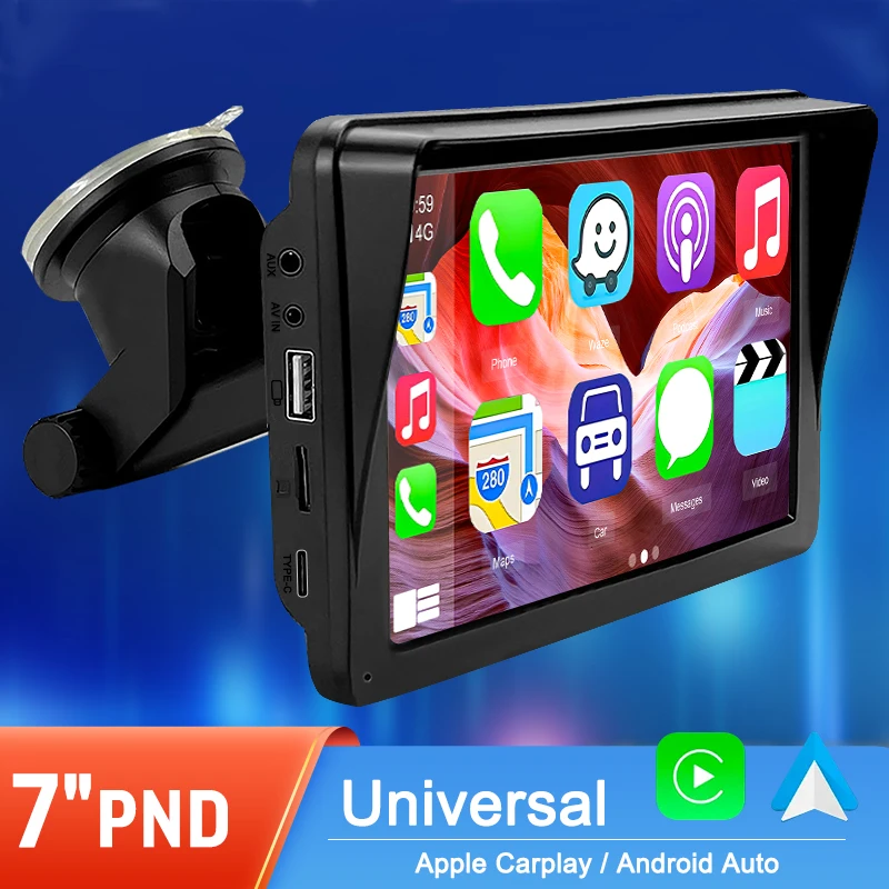 7 Inch Screen Player With Suction Holder Radio For Carplay Android Auto Accessories 12V Car Monitor Display Rear View Camera