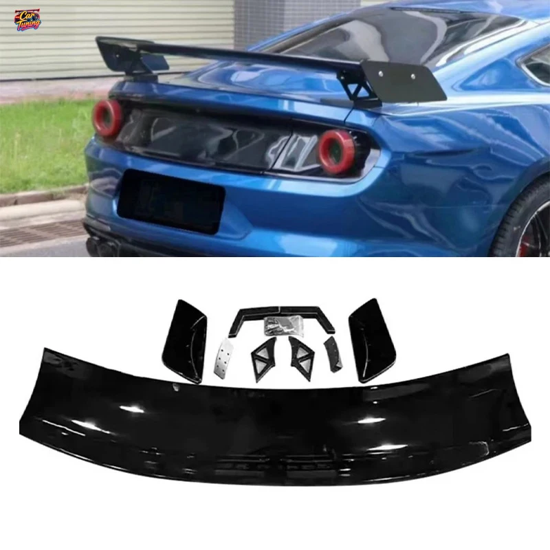

For Ford Mustang GT EcoBoost V6 S550 2015-2023 CarbonFiber Rear Trunk Spoiler GT500 Style L Bracket Racing Wing Track Aggressive