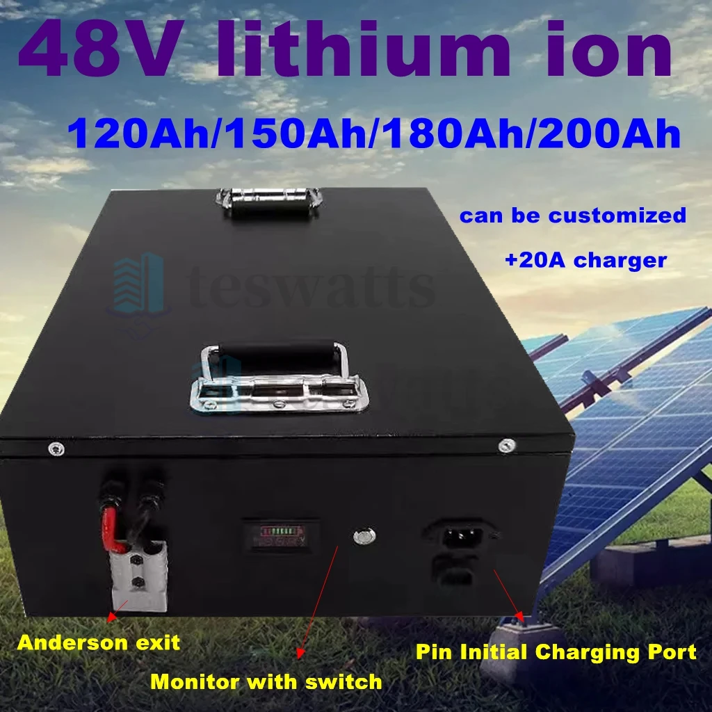 48v 120Ah 150AH 180Ah 200Ah li ion polymer Lithium Replace power wall battery for Solar System backup RV EV inverter golf cart