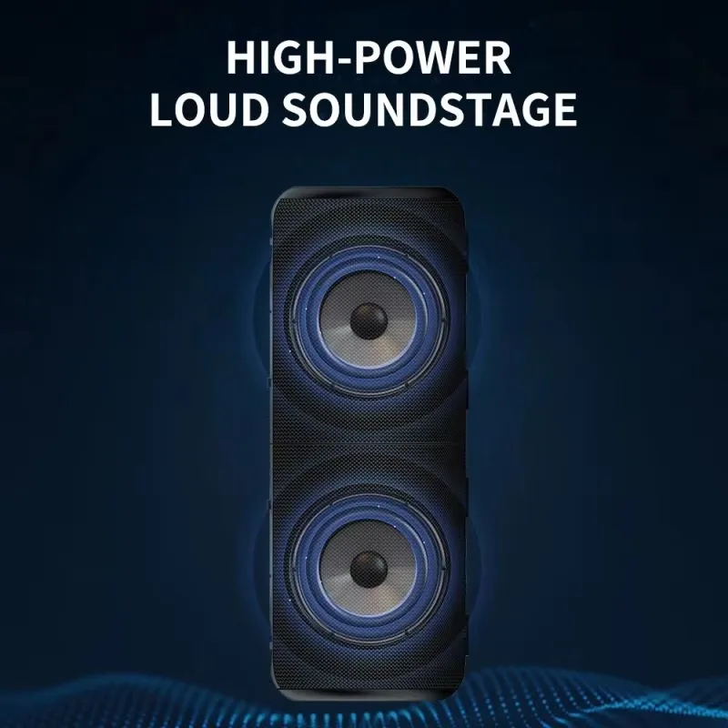 Wireless Dual Portable Speaker BT5.3 3D Portable Blue-tooth Speakers with Dual Diaphragm IPX6 Waterproof Outdoor Strap Soundbox