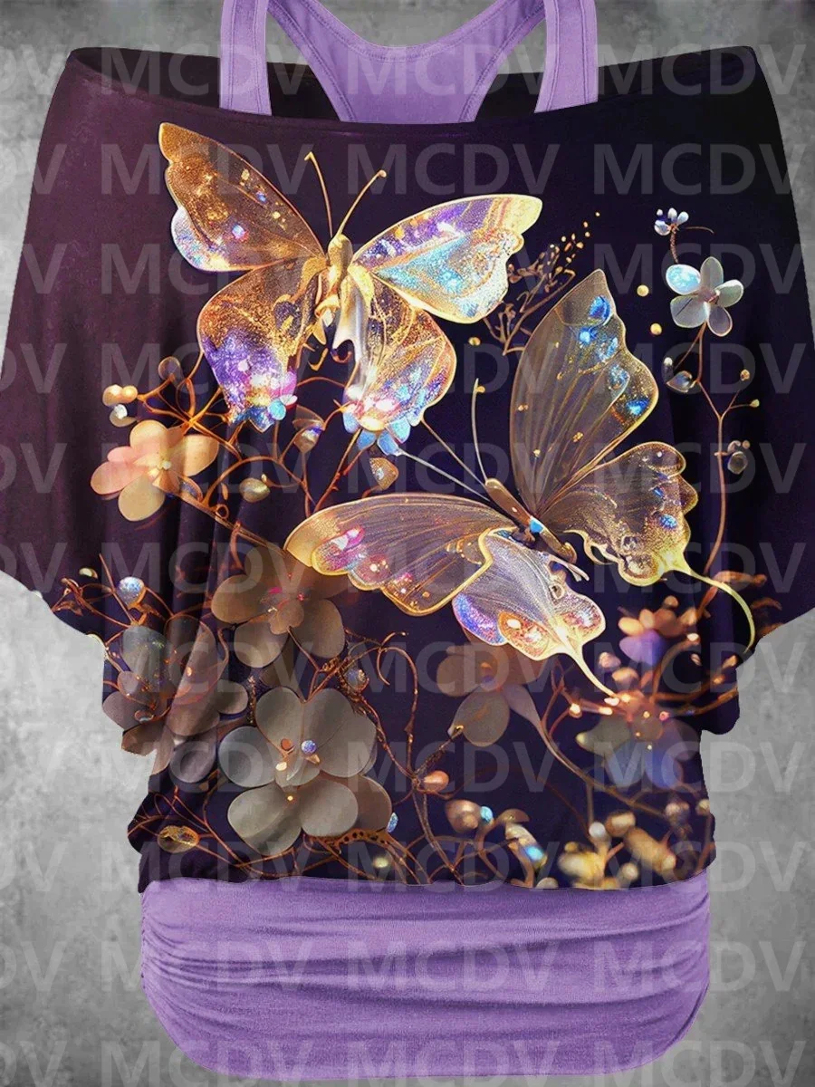 Frauen Tier Schmetterling Kunst Design zweiteiligen Anzug Top lässig T-Shirt Harajuku Streetwear