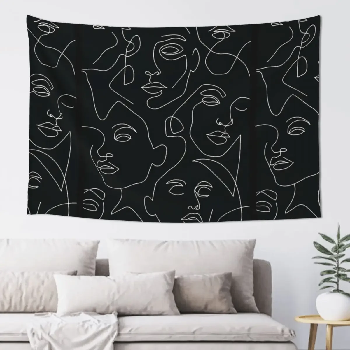 

black and white faces aesthetic Tapestry Decoration For Bedroom Aesthetic Home Decor Home Decorations Tapestry