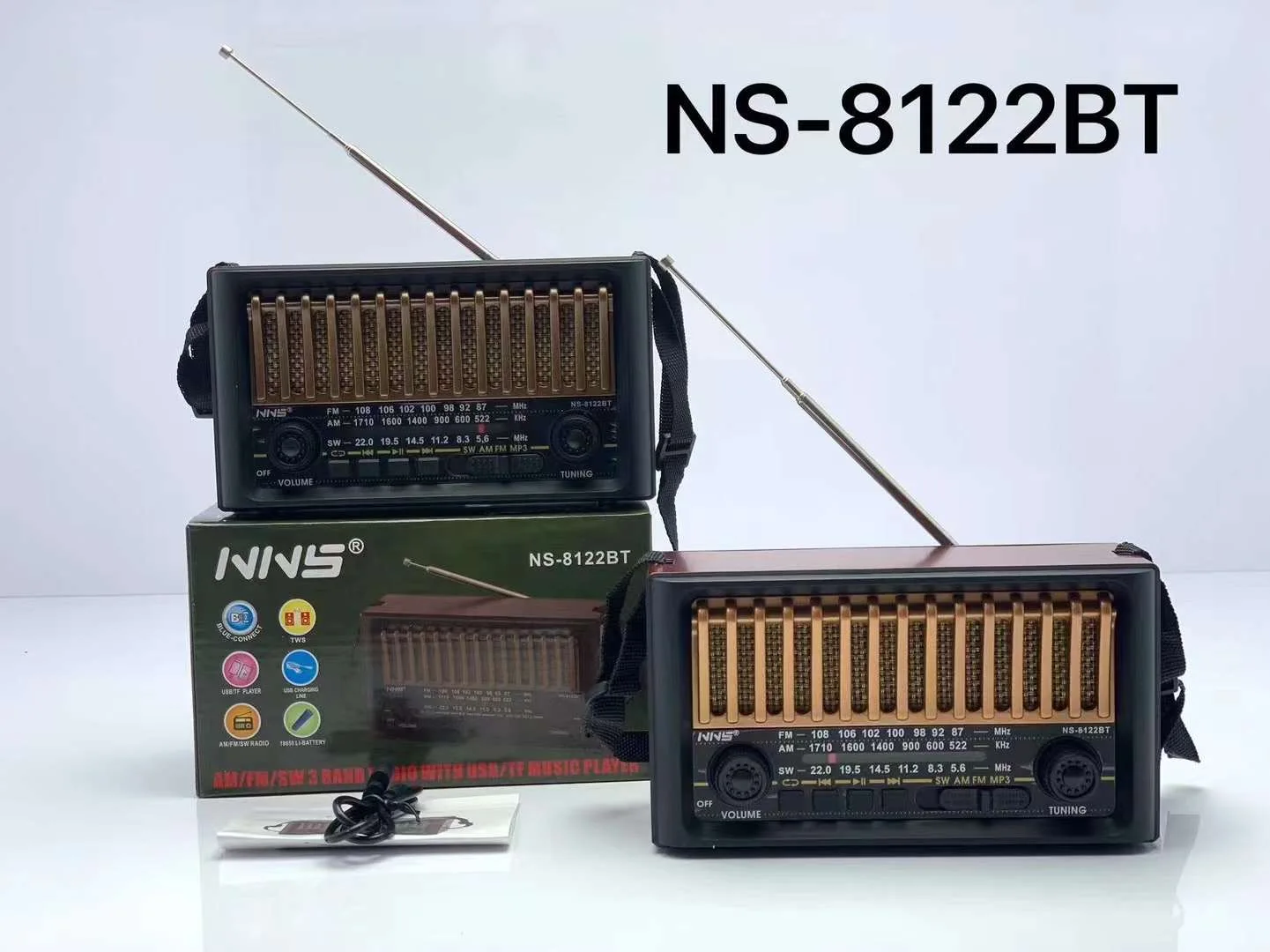 NNS NS-8122BT VofhydrSolar Panneau 62 Batterie Lumière Radio Torche Multifonction Radio Extérieure Radio d'urgence