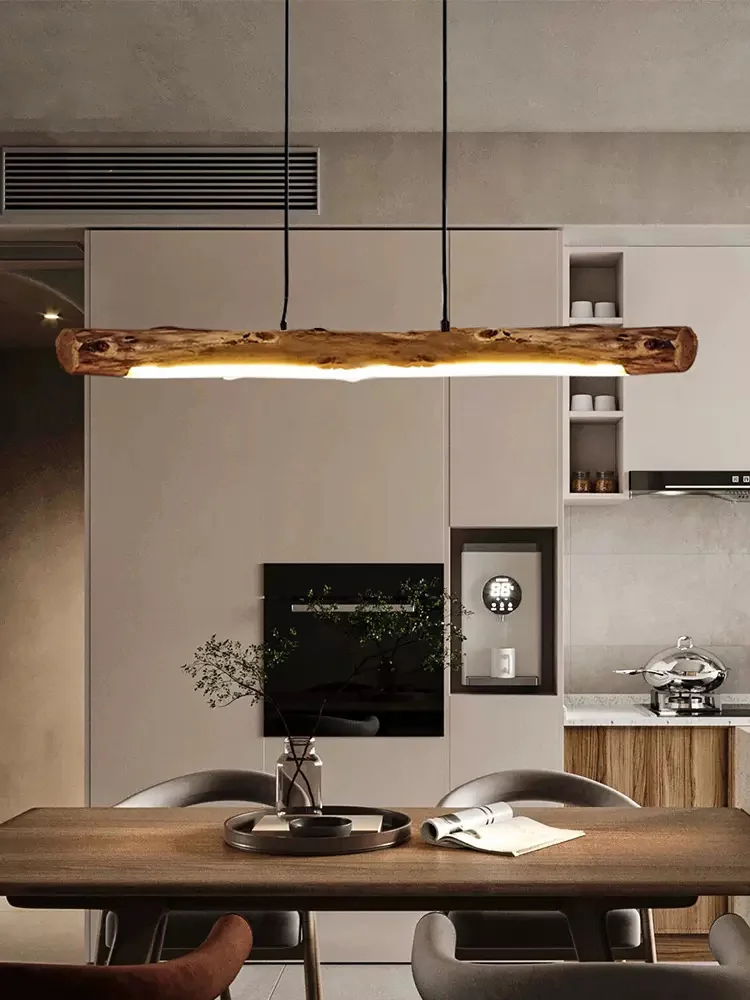 

Minimalist Wood Pendant Lights Japanese Style Kitchen Bar Dining Room Hang Lamp Cord Adjustable Warm New Design