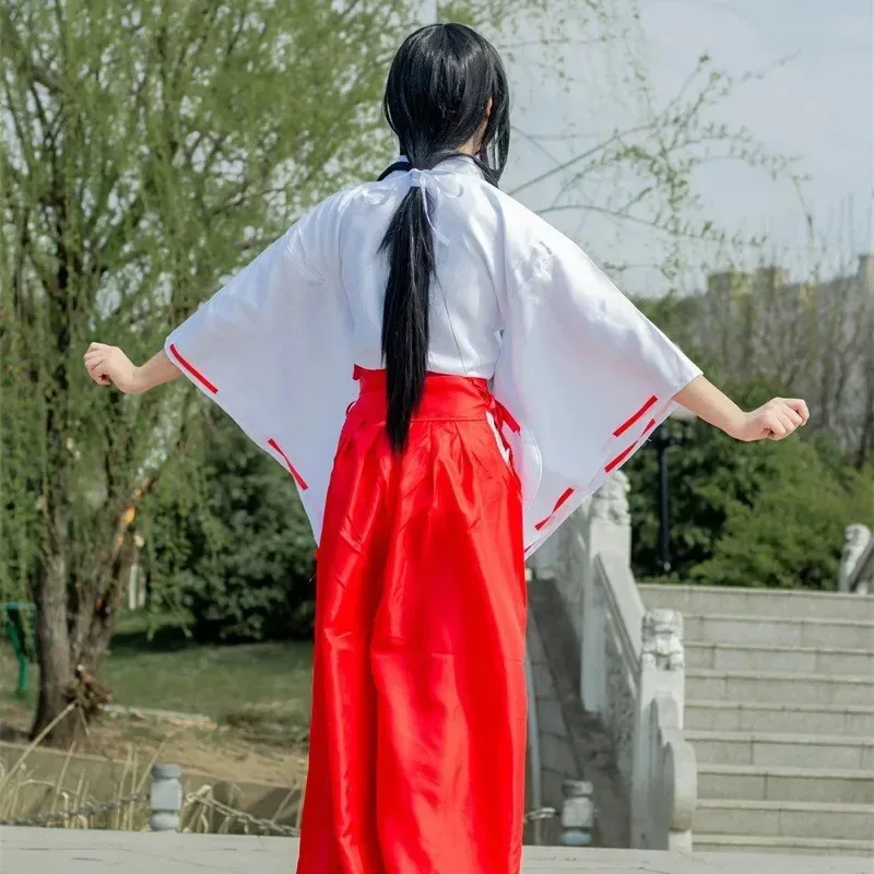 أنيمي تأثيري حلي إينوياشا الساحرة كيكيو يهوا Kawaii ثوب الكيمونو الياباني مجموعة لطيف السيدات هاكاما حزام علوي القوس دعوى القماش VPs ؛ 2,k'5