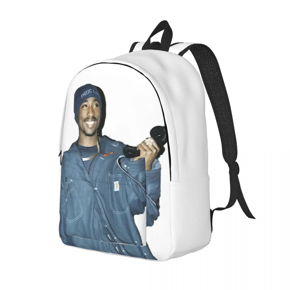 Tupac Simple Photo Casual Backpack Lightweight Student Work 2pac Rapper Daypack for Men Women College Shoulder Bag