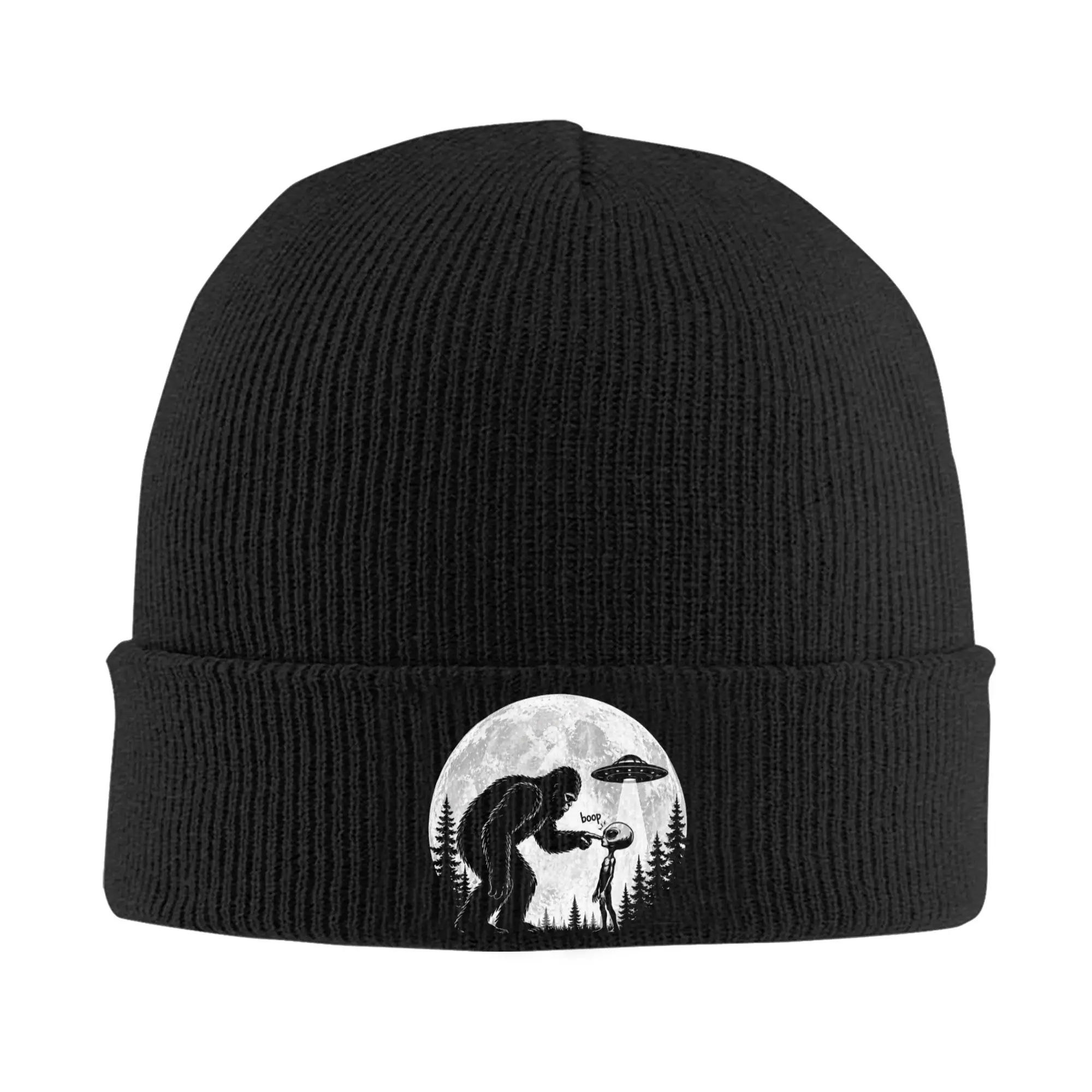 Funny Bigfoot Sasquatch Boop Nose Alien UFO Humor Beanie Hats  Bonnet Hats Men Women Unisex Retro Hippie Knit Hat Elastic Caps