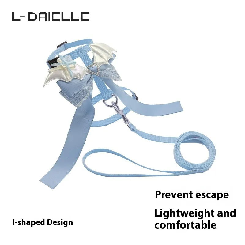 LDAIELLE Original Lace Bow Cat Small Dog I-shaped Leash Harness Anti-escape Outdoor Walking Leash Pet Supplies Cat Accessories