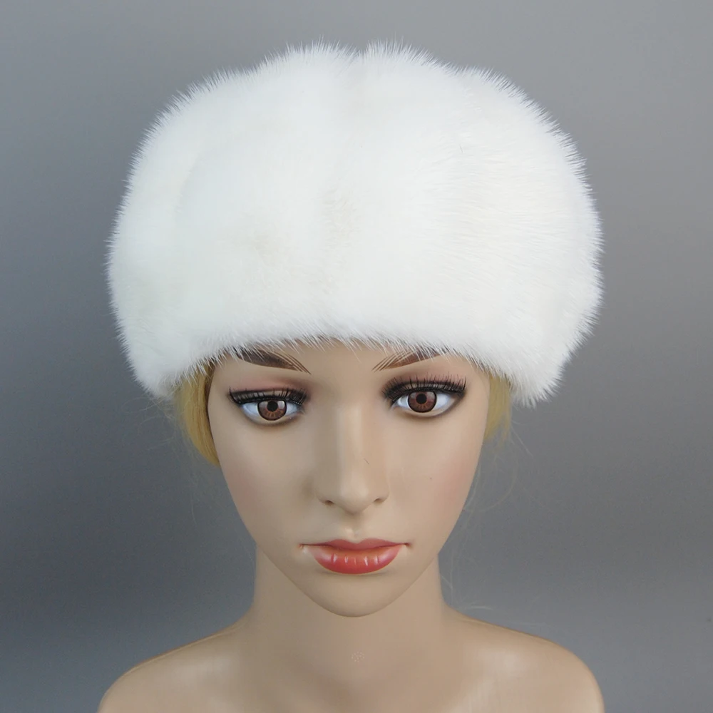 Hot Sale Full Pelt Luxurious Women Real Mink Fur Hats Winter Warm Fur Caps Fashion Ladies Pumpkin Genuine Mink Fur Beanies Hat