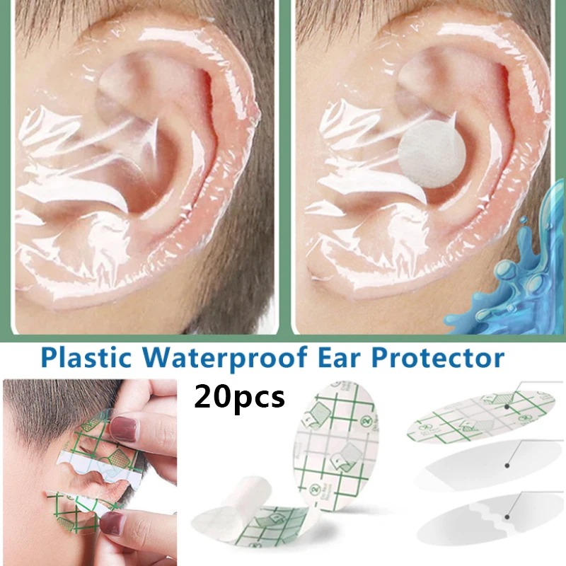 Protecteur d'oreille étanche en plastique pour bébé, bonnets de natation, couverture de salon de coiffure, bouclier de embau, outil de bonnet de douche, 20 pièces