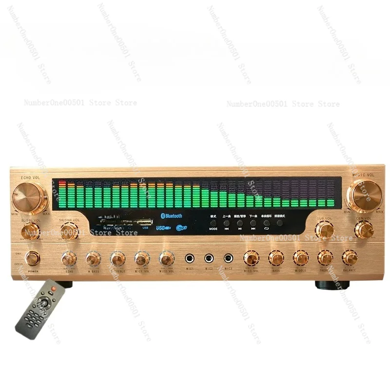 7.1CH Dynamic Display Home Theater Amplifier Professional Karaoke System with Bluetooth 5.3 High Power Surround Sound Receiver