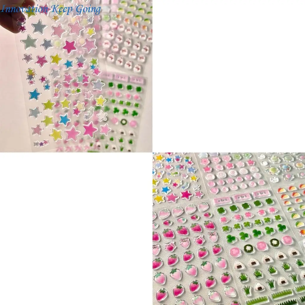 E65C Cartoon Resin Sticker Water Resistant Aesthetic Sticker for Scrapbook Notebook