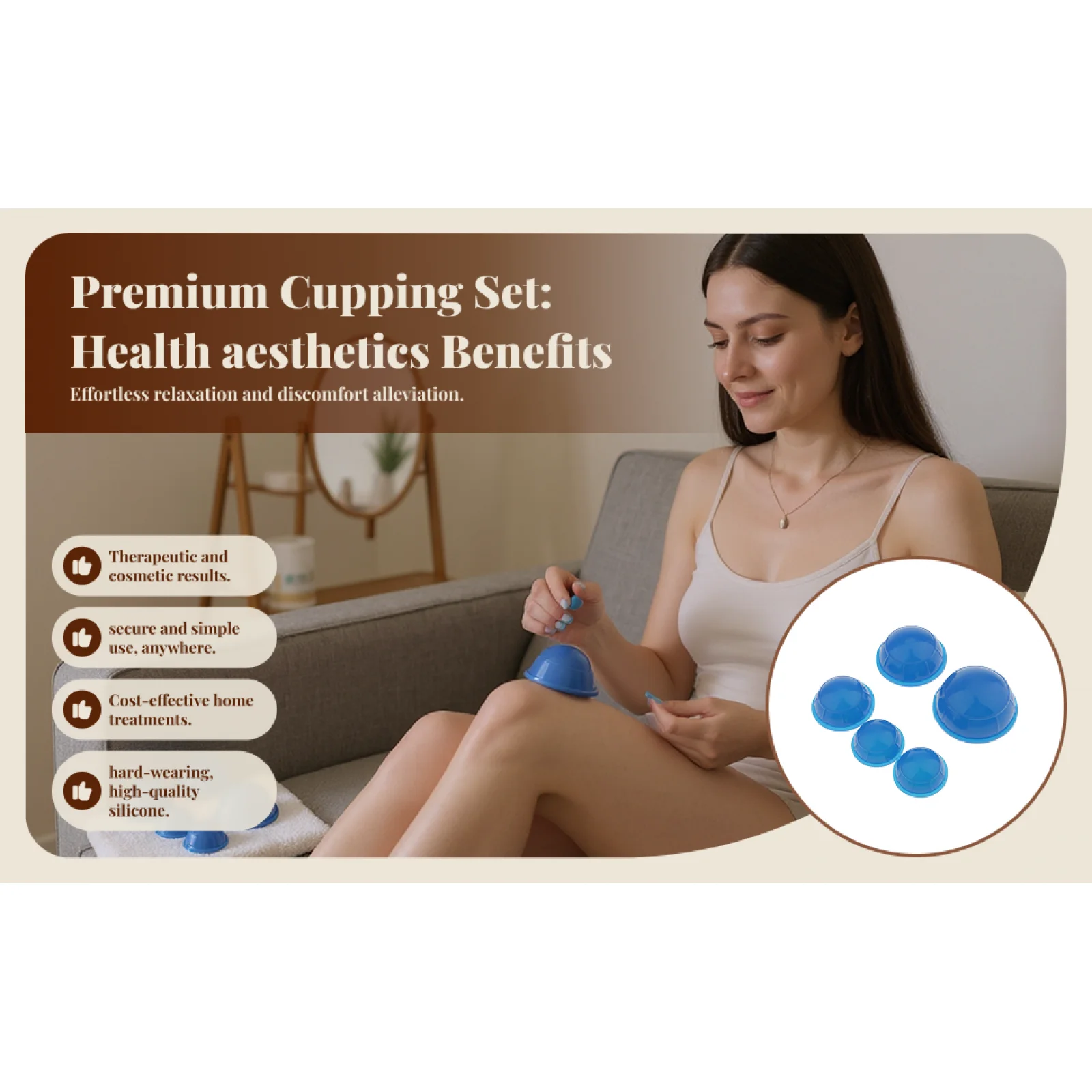 Silicone Massage Jars Body Cupping Set Anti Cellulite Therapy Kit for Circulation Improvement