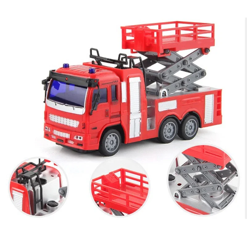 1:30 4CH RC Rescue Vehicle With Light Rechargeable Electric Fire Engine Truck Remote Control Car Simulation Gifts Toys Boys