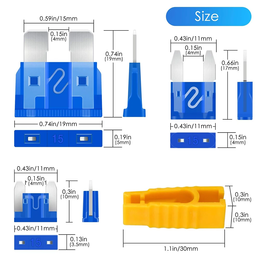 330-teiliges Sicherungs-Sortiment Standard & Profil Mini & Mini-Größe (2A 3A 5A 7,5A 10A 15A 20A 25A 30A 35A 40A), Flachsicherungs-Set – Detail 5