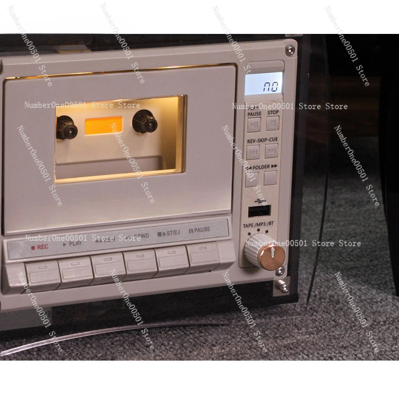 Desktop Cassette Deck Recorder Player Bluetooth Playback Headphone Amplifier Vintage Tabletop Tape Machine