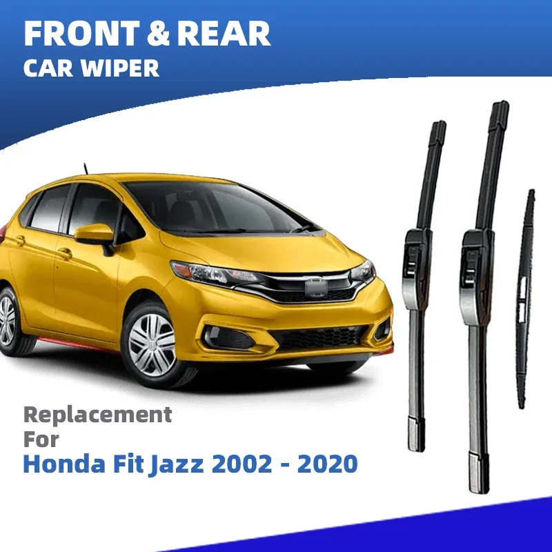 

LHD Front Rear Windshield Wiper Blades For Honda Fit Jazz MK1 MK2 MK3 MK4 2002 - 2004 3pc Windscreen Window Accessories