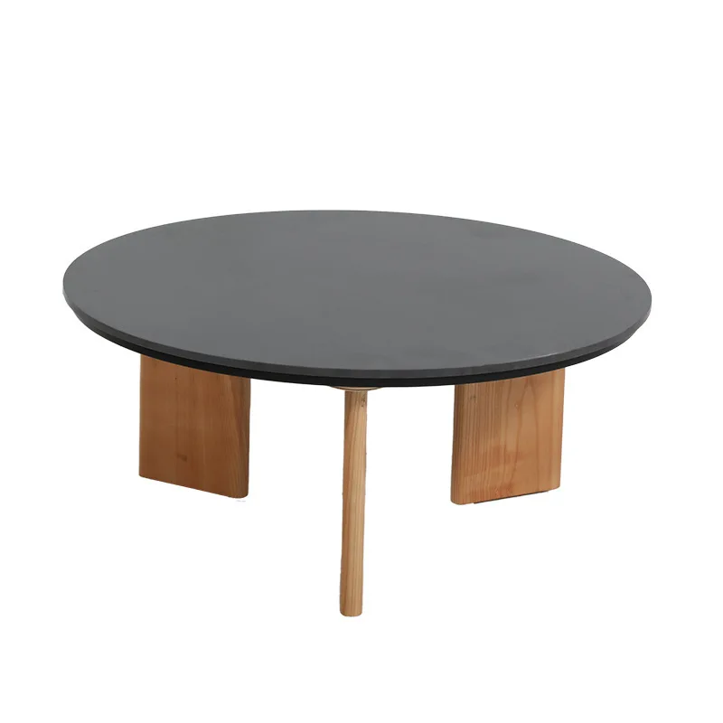 

Nordic Japanese-style solid wood coffee table Modern simple living room Home retro round