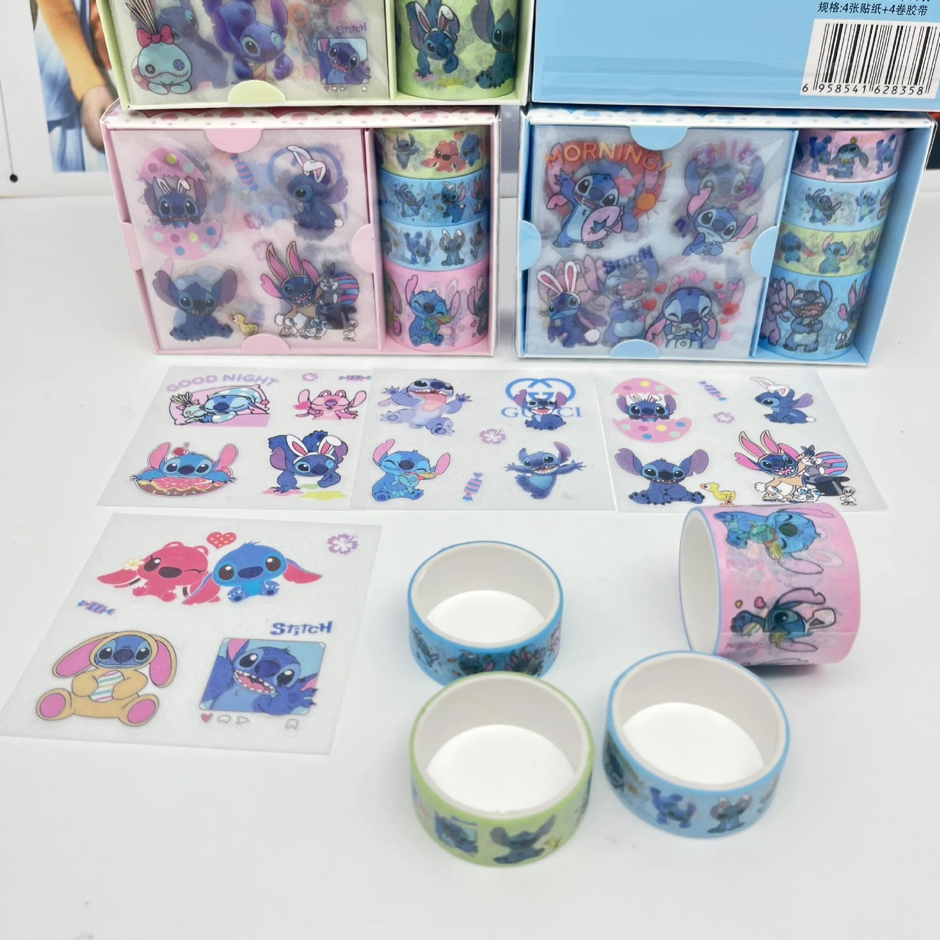 6/12pcs Disney Cartoon Lilo and Stitch Frosted Handbook Sticker DIY Cartoon Washi Tape Guka Decoration Material Stationery Stick