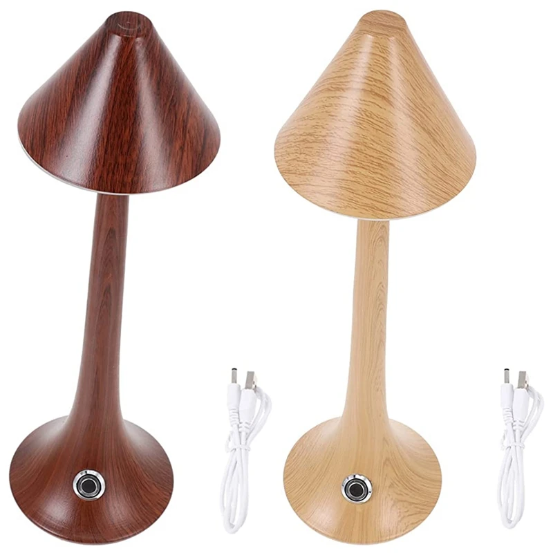 Restaurant Table Lamp Bedroom Night Light Dimming Touch Imitation Wood Grain LED Night Light