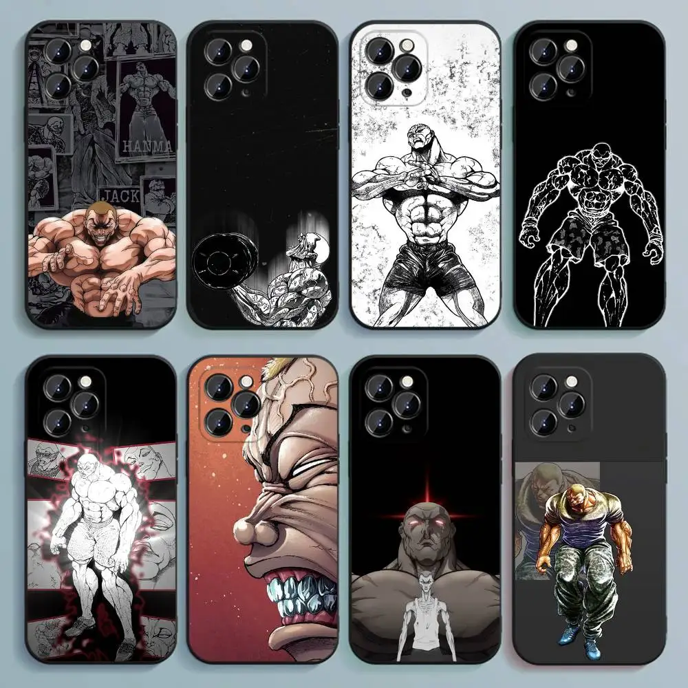 

J-Jack hanma Phone Case For iPhone 17,16,15,14,13,12,Pro,Max,Plus,E,SE4,Air,Mini Black Soft Cover