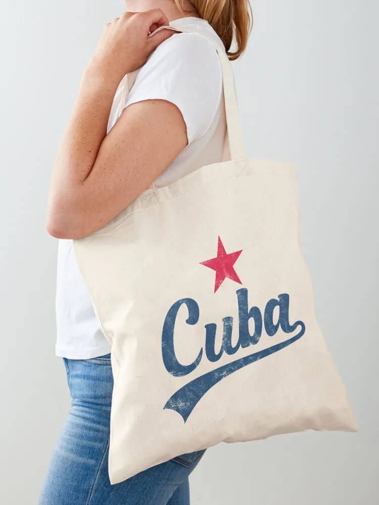 CUBA VINTAGE HANDWRITTEN WITH RED STAR, BY SUBGIRL Tote Bag torba damska duże rozmiary torby płócienna torba materiałowa