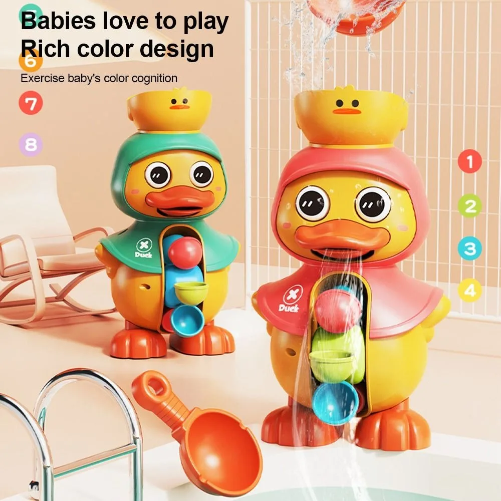 Cartoon Duck Waterwheel Squirts Water Suction Cup Base Rotating Water Wheels Big Eyes Duck Bathtub for Bathing Education